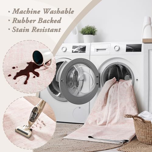 Tapete BILEEHOME rosa 5x7 ft lavable moderno boho miniatura 4