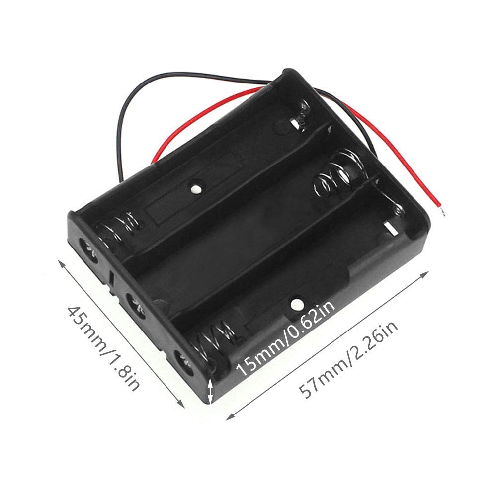 4-częściowy czarny plastik 3 x 1,5 V (4,5 V) uchwyt baterii AA pudełko do przechowywania baterii pudełko z przewodem