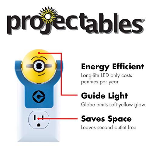 Image of Minions Projectables Plug-in Night Light, Despicable Me, for Kids, Collector's Edition, Light Sensing, Project Image on Ceiling, Wall, or Floor, 42029 , Yellow