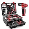 Cassetta Attrezzi Completa Elettriche: DEKO 238 Pezzi con Trapano a Batteria 12V, Valigetta Attrezzi con Set Completo di Punte, Rosso
