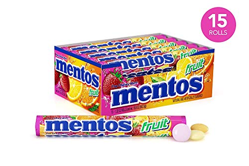 Image of Mentos Candy, Mint Rolls Assorted Flavors With Counter Display, Bulk, 3 Boxes Mint, 2 Boxes Fruit, 1 Box Strawberry for Office, Concessions, School (90 Rolls Total)
