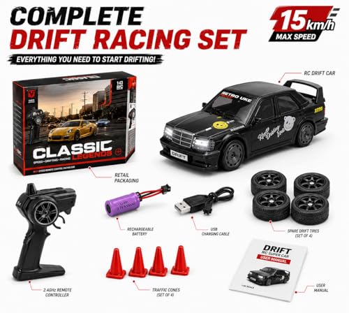 Image of Remote Control Sports Car & Off-Road SUV Toy for Kids, High Speed RC Racing with Wireless Remote, Realistic Lights & Premium Design Gift for Boys Girls (1:43 RC Super CAR-Multicolor)