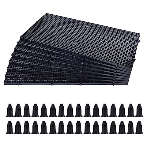 ALEGI Plastic Grid Divider Tray Egg Crate Louvre Aquarium Fish Tank Bottom Isolation with Bracket (8pcs Black) Cover