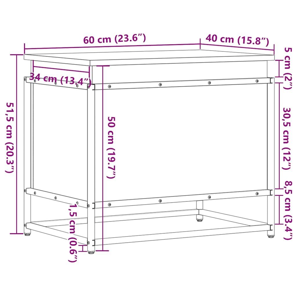 vidaXL Aufbewahrungsbox mit Deckel Eichen-Optik 60x40x51,5 cm