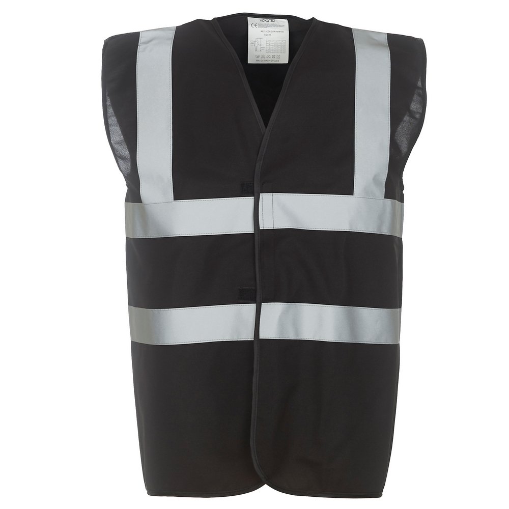 Yoko Hi vis 2 band and braces waistcoat (HVW100) Black L