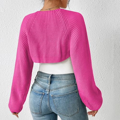 Image of Durio Women Y2K Bolero Shrug Long Sleeve Knit Cropped Cardigan | Stretchy Open Front Sweater with Drop Shoulders, Versatile Style Suits Casual Daily Wear, Travel, Party & Festival Outfits