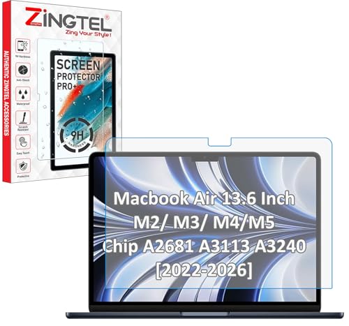 Image of Screen Protector Compatible With Macbook Air 13.6 Inch M2 / M3 / M4 /M5 Chip A2681 A3113 A3240 [2022-2026] Flexible Fiber 9H Hardness Screen Protector Not a Tempered Glass