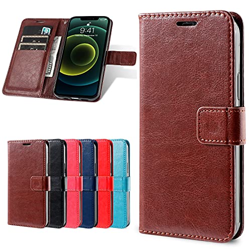 Jiajihua Phone Case Compatible with LG V10 PU Leather Flip Cover Stand Card Slot Wallet Brown