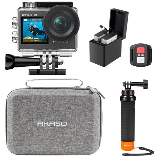 AKASO Brave 4 Pro Caméra Sport Kit de Poignée Flottante - Action Cam 4K30FPS 20MP 40M Caméra...