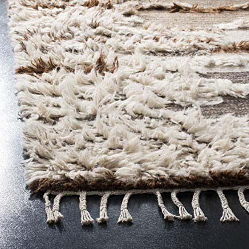 Tapete SAFAVIEH 91x152 cm de lana hecho a mano gris y marrón miniatura 4