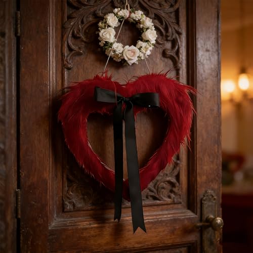 Couronne de Saint-Valentin durable pour décoration de porte solide