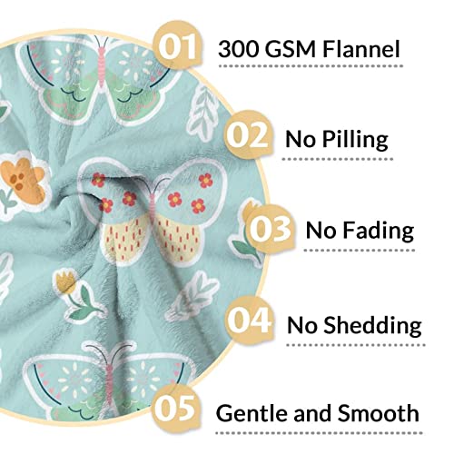 Butterfly Blanket Gifts - 30"x40" Cute Throw for Women, Girls - Green Soft Fuzzy Blankets for Couch & Office