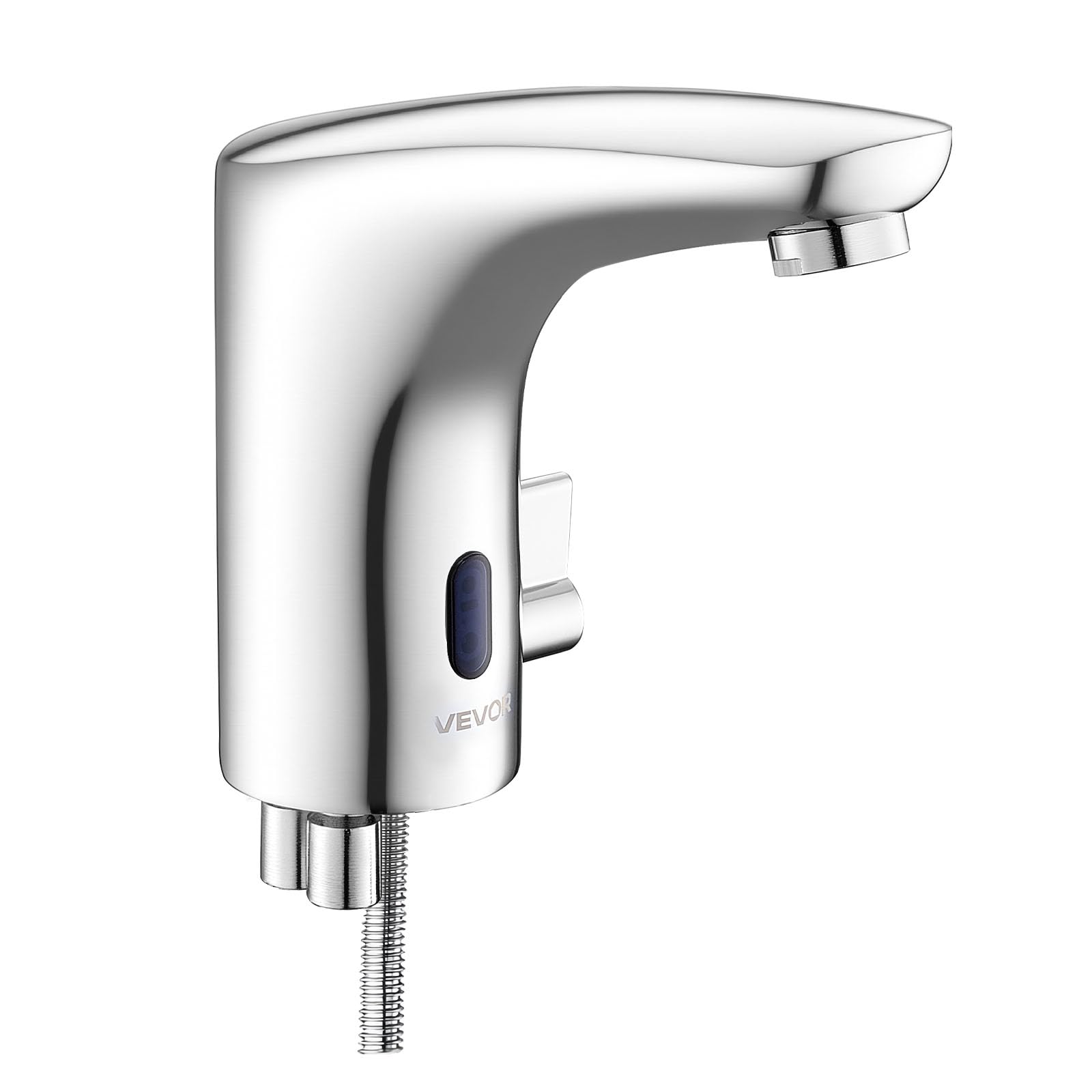 VEVOR Rubinetto per Lavabo Senza Contatto, Rubinetto Automatico con Sensore a Batteria per Bagno Miscelatore Maniglia Singola Regolabile a Mani Libere, Acqua Fredda e Calda, Argento Cromato