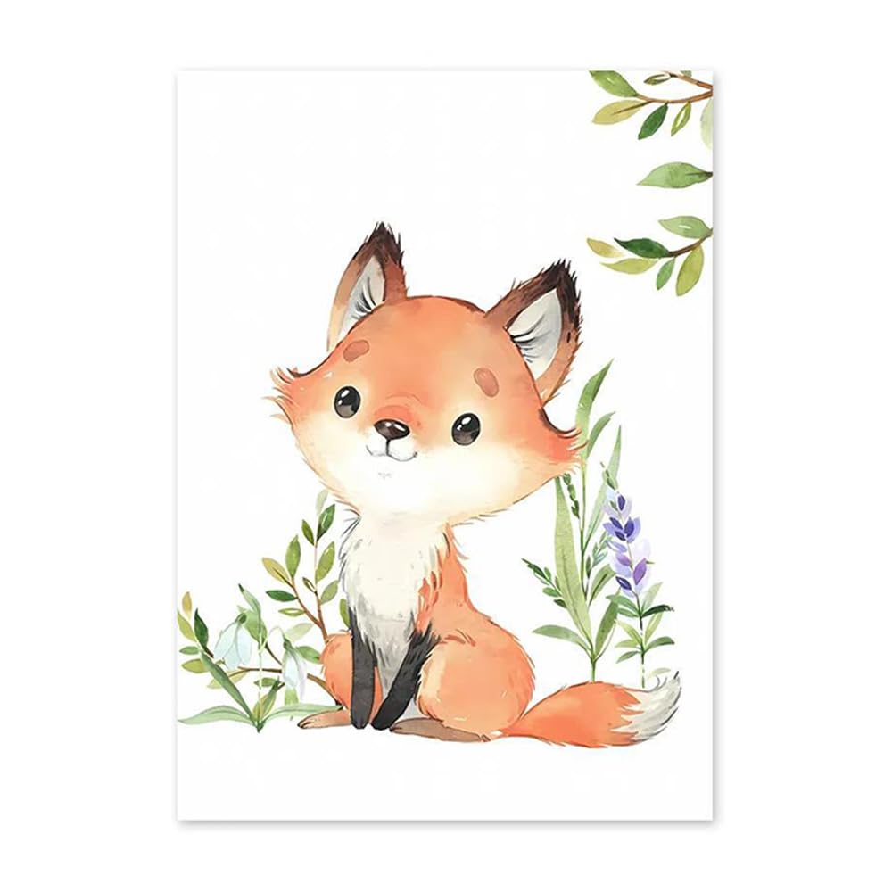 3 Affiche Animaux de la Jungle Poster Bébé Garcon Renard Ecureuil Cerf Beige Brun Tableau Decoration Murale Enfant 30X40CM Toile Animaux de la Foret Deco Chambre Bebe Fille Cadeau sans Cadre