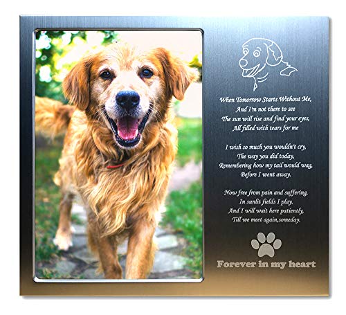 JOEZITON Pet Memorial Personalized Metal 4x6 Picture Frame Gift (Opts) Photo Frame