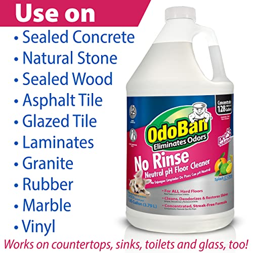 OdoBan No Rinse Neutral pH Floor Cleaner Concentrate, 2 Gallons, Citrus Scent for Pet Owners