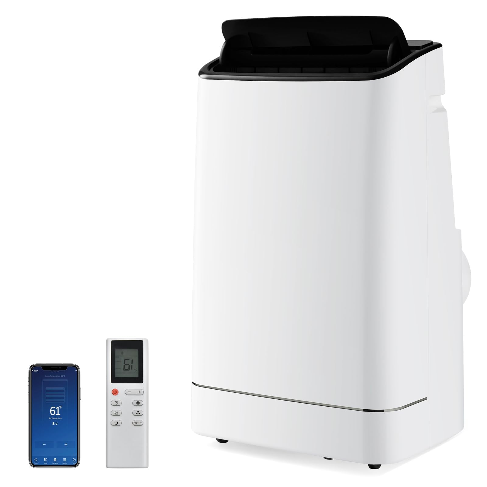 15000 BTU Portable Air Conditioner w Heating Dehumidifying and Auto Swing Functions APP Remote Control 24H Timer with