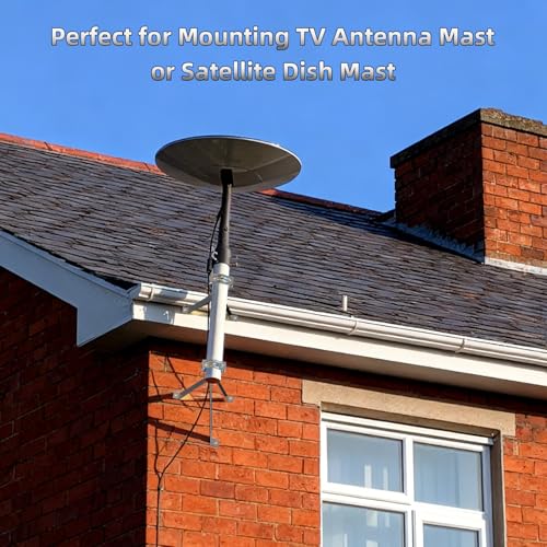Image of 12 inch Heavy-Duty Antenna Mount Bracket, Adjustable Antenna Mast Mount, Waterproof Wall Mount Pair for TV Antenna Mast with 2 Brackets (Tripod & Y-Brackets)