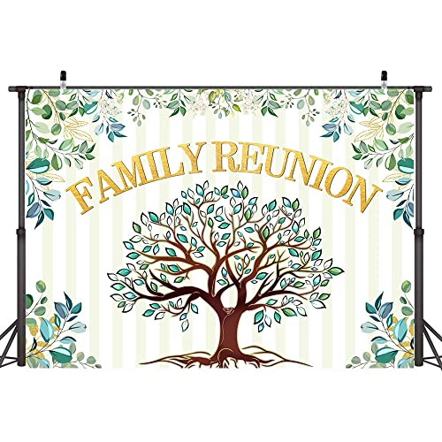 9X6Ft Family Reunion Backdrop Family Tree Leaves Welcome To Our Family Members Photography Background Gathering Gold And Green Party Decorations Supplies Photo Banner Booth Props #TOP14