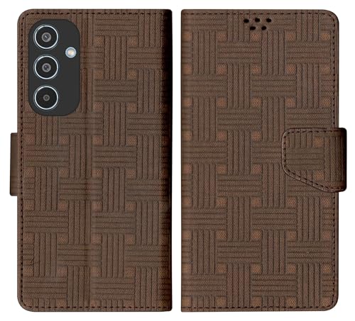 SBMS Flip Cover for Samsung Galaxy M35 5G Back Cover Case with Magnatic Closure | Inbuilt Stand | Money & Card Pocket (Mat Brown)