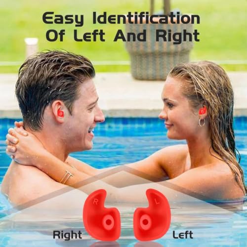 Image of Reusable Waterproof Silicone Swim Ear Plugs for Adults & Kids | Soft Anti-Slip Ear Protection for Swimming, Bathing, Shower, Surfing & Diving | Comfortable Noise Reducing Design with Carry Case