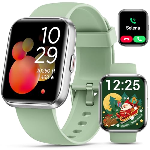 Quican Smart Watches for Women/Men, Smart Watch for Android Phones & iPhone, Fitness Watches for Women with Alexa, Call & Notification Alerts, Tracks Heart Rate/Sleep Smartwatches (Green, 1.8 inches)