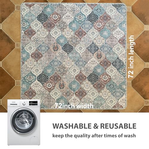 Image of nunubaby Washable Pee Pads for Dogs, Stylish, Non-Slip and Leak-Proof Pee Pads. Reusable Potty Pads for Dogs for Crates and Floors.(Dark Red /Multi,72 inch x72 inch )