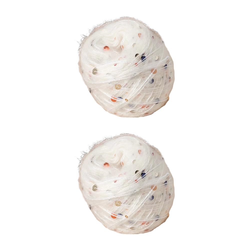 LICHENGTAI 50g x 2 Mohair, Nylon, Sequined Silk Yarn for DIY Shawl, Scarf, Hat Knitting Projects