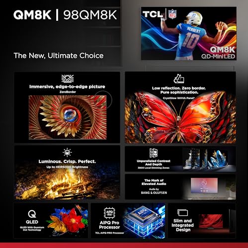 Image of TCL 98 Inch Class QM8K Series | Mini LED QLED 4K HDR | 98QM8K, 2025 Model | 120HZ-144HZ Anti Reflective Wide Angle Screen Smart Google TV Dolby Atmos | Voice Remote Alexa Gaming Streaming Television