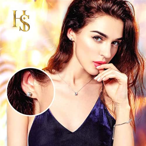 Image of HIGHSPARK 925 Silver Solitaire Earrings for Women | 92.5 Sterling Silver and Diamond like Brilliance Sparkling Zirconia for that Stunning Shine | Lovely Gift