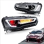 VLAND Led Headlights Compatible with Mitsubishi Lancer& EVO X 2008-2020 Projector Front lamp Assembly w/Clear Lens w/Sequential w/Chrome Housing w/Demon Eyes