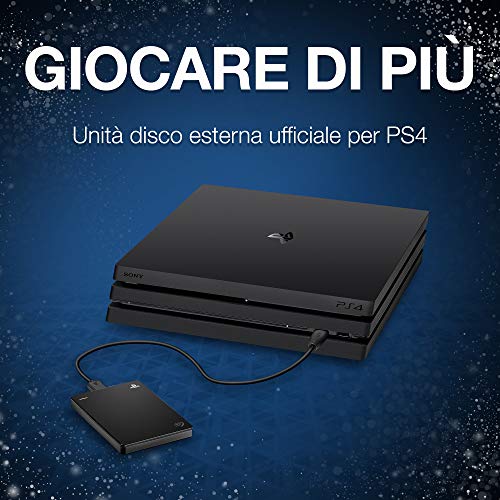 Seagate Game Drive per PS4, Unità Disco Esterna Portatile da 2 TB, Compatibile con PS4 (STGD2000200)