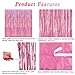 2 Pack Glitter Pink Backdrop, 3.28 FT x 7.05 FT Birthday Party Decorations, Laser Pink Fringe Curtains Foil Streamer Tinsel, Pink Curtains Photo Backdrop Happy Birthday Valentines Day Backdrop