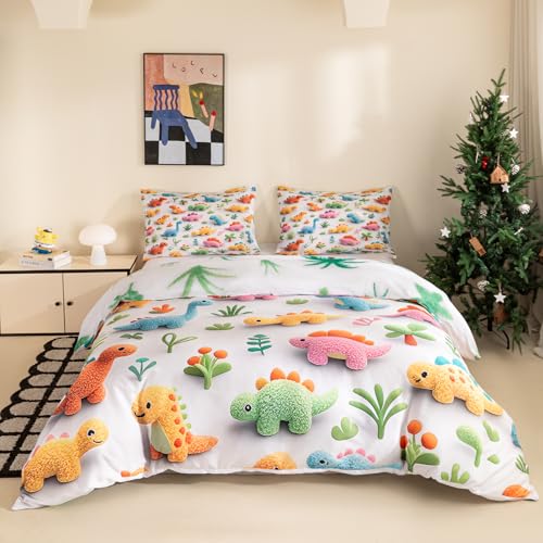 YUTNSAN Dino Bettwäsche 135x200cm Kinder 5D Cartoon Dinosaurier Muster...