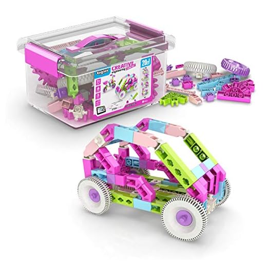 Engino Toys Creative Engineering STEM Maker Girl 20-Model Set, Think and Build in 3D Space, Activities and Experiments, Supercharged Speedsters, Helicopter, Snowmobile, Home Learning, for Ages 7+