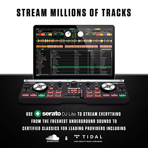 Image of DJ Controller Bundle - USB DJ Controller with 2 Decks, Audio Interface, Touch Capacitive Jog Wheels, DJ Headphones - Numark DJ2GO2 Touch and HF175