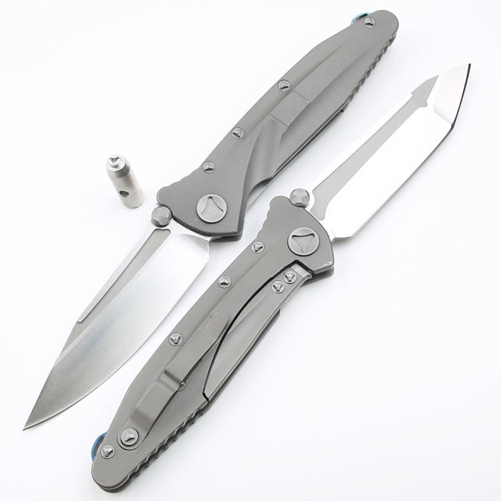 Klappmesser 9" Taschenmesser Premium Aus Edelstahl D2 & Titan, Outdoor Survival Messer Camper Jagdmesser, Scharfes Einhandmesser, Gegen Praktisch Messer EDC mit Taschenclip, Keramik Lager & Werkzeug