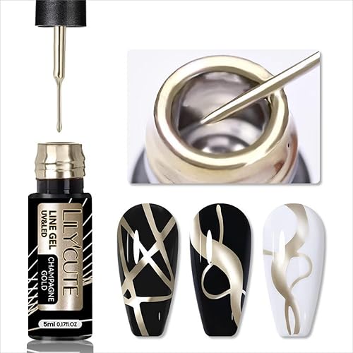 Esmalte de uñas de gel de pintura metálica, pincel fino, esmalte de gel UVLED, esmalte de uñas pintado, kit de suministros de arte de uñas para el