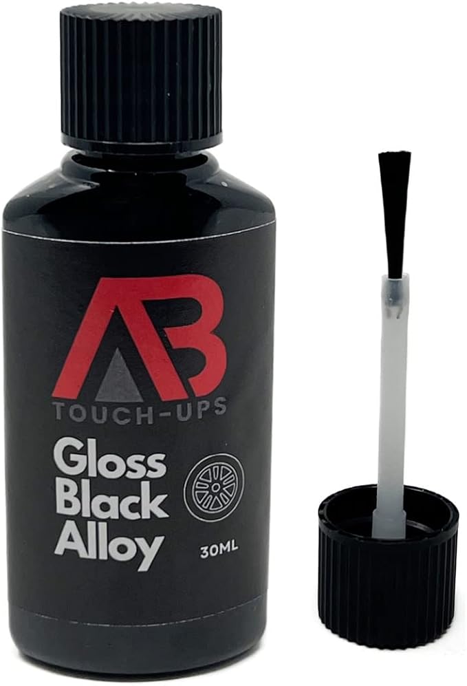 Gloss Black Alloy Wheel Touch Up Paint Bottle 30ml With Brush Scratch Curbing Etc No Lacquer