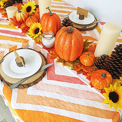Image of Winlyn 7 Pcs Assorted Artificial Orange Pumpkins Harvest Decorative Foam Pumpkins for Farmhouse Rustic Fall Thanksgiving Halloween Tabletop Centerpiece Mantel Shelf Kitchen Decoration