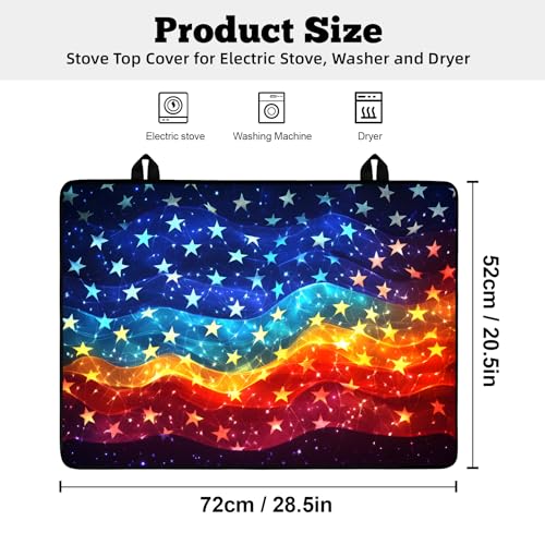 Image of Multi-Design Stove Cover for Glass /Electric Stoves - 3-in-1 Heat-Resistant Protector Mat, Non-Slip Drying Rack 28 inchx20 inch (Star Ocean)