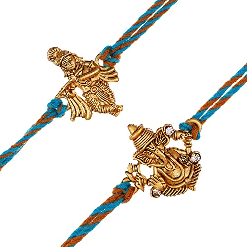 Image of eCraftIndia Set of 2 Designer Rakhis For Men with Roli Chawal Pack - Rakhi for Brother