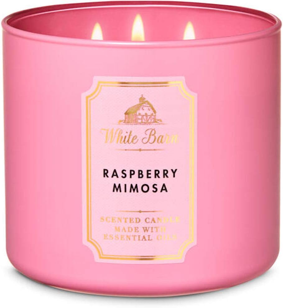 White Barn Bath and Body Works Raspberry Mimosa 3 Wick Candle 14.5 Ounce