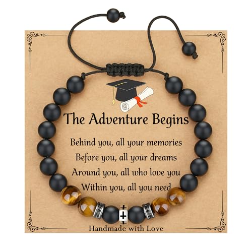 TONY & SANDY High School College Graduation Gifts for Him 2025, Graduation Decorations Cross Bracelet for Men, Class of 2025 Grads Gifts for Him Men Son Grandson Nephew Boyfriend Brother