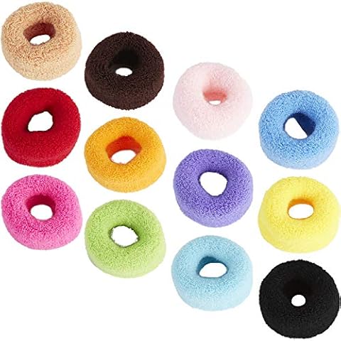12 Stück Frottee Baumwolle Elastisch Dehnbar Fuzzy Breit Dicke Haargummis Scrunchies Bobbie Ties Ring Loop Nahtloses Haarband Pferdeschwanz Halter Haarschmuck Cover