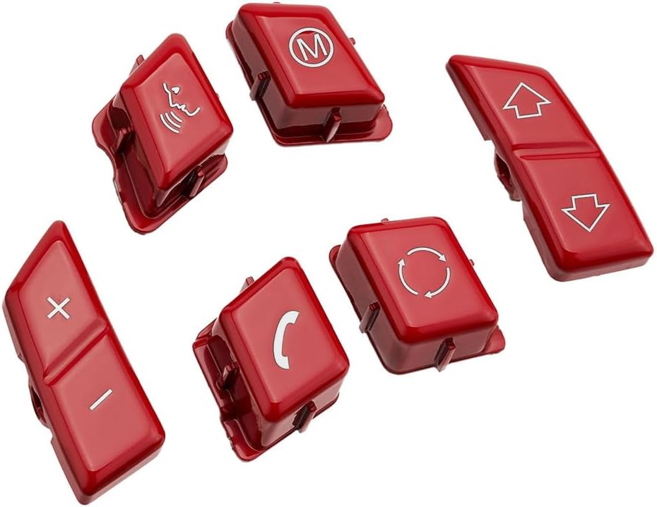Red Car Steering Wheel Button Switch Trim Cover Replacement Compatible with BMW 3 Series E90 E92 E93 M3 /1 Series E81 E82 E87 E88 /X1 E84, U-shaped steering wheel
