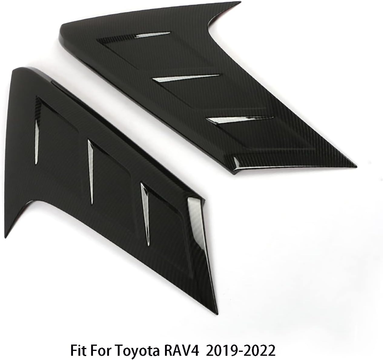 Car Accessories Fit for Toyota RAV4 2019-2022 2023 2024 2025 Rear Window C Pillar Side Wing Triangle Cover Trim (Carbon Fiber Style) ABS 2PCS