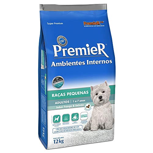 Ração Premier Ambientes Internos para Cães Adultos Sabor Frango e Salmão, 12kg Premier Pet Raça Adulto,