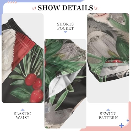 Koala with Xmas Hat Boys Long Pants Soft Trousers Elastic Waist Kids Lounge Bottoms with Pockets S-XL4