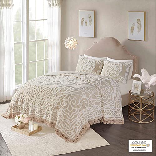 Madison Park MP13-7118 Laetitia Lightweight 100% Cotton Quilt Set, Breathable Chenille Tufted, Shabby Chic Boho Medallion Design thumb #1